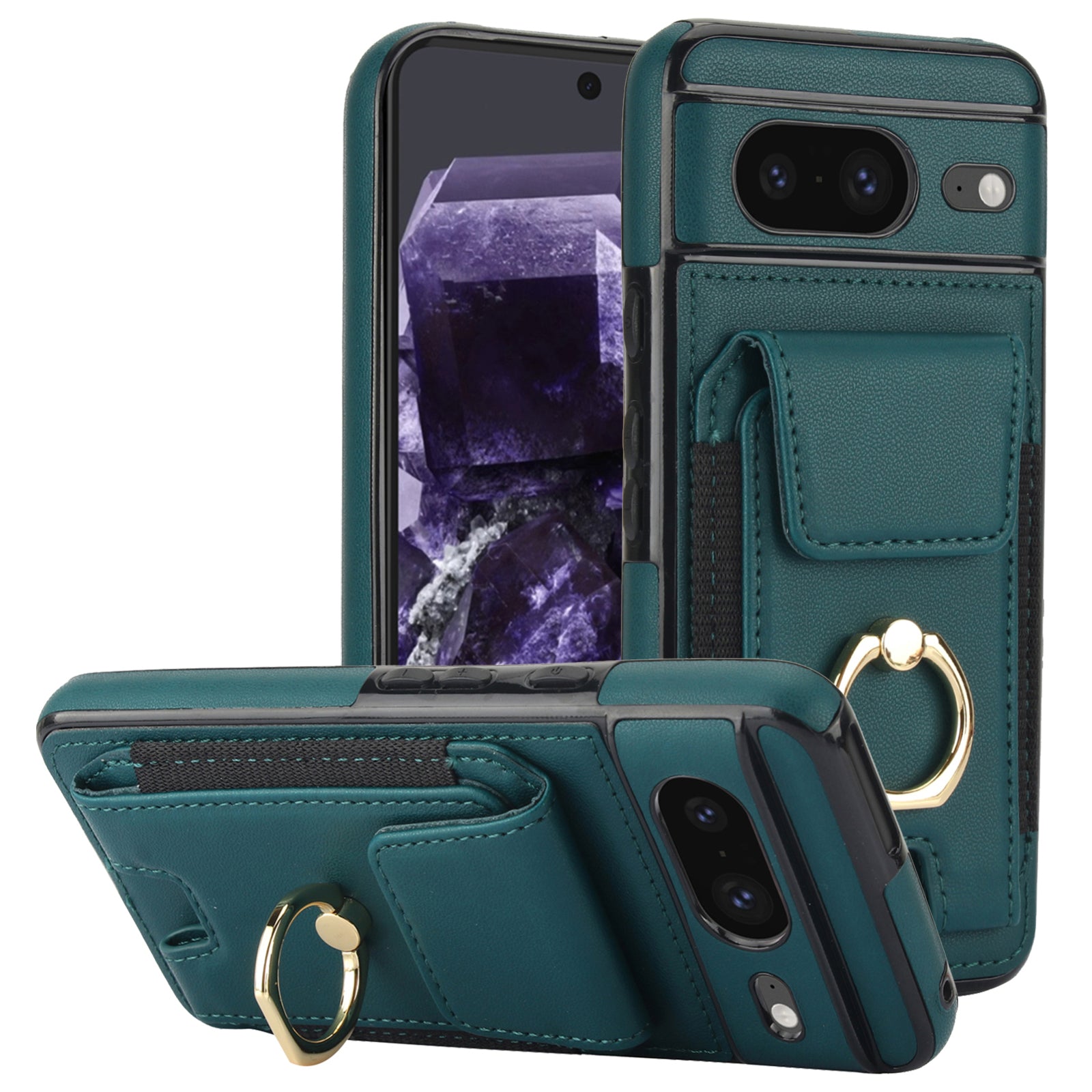 For Google Pixel 8 Case Ring Holder PU Leather+TPU Card Holder Phone Cover For Google Pixel 8 Case Ring Holder PU Leather+TPU Card Holder Phone Cover